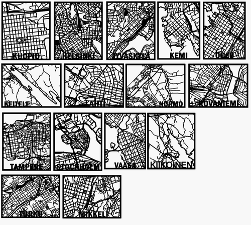 Karttataulut 40 ja 59cm - Suomenkartta ja eri kaupunkeja