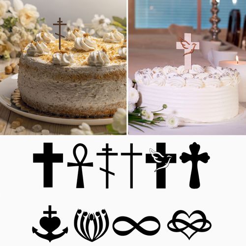 Risti ja symboli kakkukoriste, eri malleja